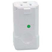 8259-V Grounding Hinged Straight Blade Connector, 125 V AC, 15 A, 2 Poles, 3 Wires, White