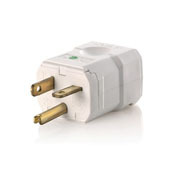 8356-V Cable Mount Grounding Straight Blade Plug, 125 V AC, 20 A, 2 Poles, 3 Wires, White