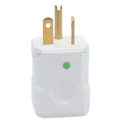 8456-V Cable Mount Grounding Straight Blade Plug, 250 V AC, 20 A, 2 Poles, 3 Wires, White