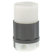 C2623 1-Phase Cable Mount Grounding Locking Connector, 250 V AC, 30 A, 2 Poles, 3 Wires, Black/White