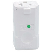 8359-V Grounding Hinged Straight Blade Connector, 125 V AC, 20 A, 2 Poles, 3 Wires, White