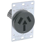 50 Amp, 125/250 Volt, NEMA 10-50R, 3P, 3W, Flush Mounting Receptacle, Straight Blade, Industrial Grade, Non-Grounding, Side Wired, Steel Strap, Black