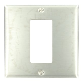 S746-N Decora Standard Size Wall Plate, 2 Gangs, 4.56 in W x 4.5 in H, 302 Stainless Steel