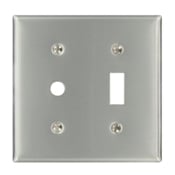 S112-N Standard Size Combination Wall Plate, 2 Gangs, 4.94 in W x 4.875 in H, 302 Stainless Steel