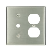 84078-40 Standard Size Combination Wall Plate, 2 Gangs, 4.56 in W x 4.5 in H, 302 Stainless Steel