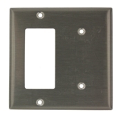 S1426-N Decora Blank Standard Size Combination Wall Plate, 2 Gangs, 4.56 in W x 4.5 in H, 302 Stainless Steel