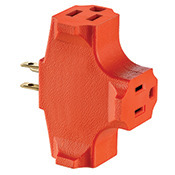 694 Heavy Duty Grounding Single-to-Triple Cube Adapter, 125 V AC, 15 A
