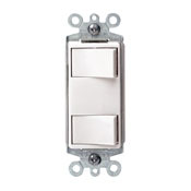 1754-W Decora Dual Combination Switch With Ground Screw Terminals and Quickwired Push-In Wiring, 15/20 A, 120 V AC, 60 Hz, 1 Poles