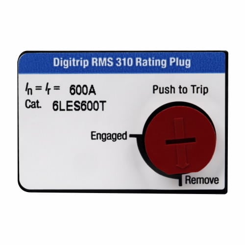 6LES600T Digitrip RMS 310 Electronic Fixed Interchangeable Trip Breaker Rating Plug, 600 A, 600 A Plug Current, LD/HLD/LDC Frame