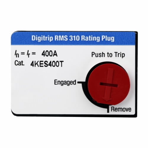 4KES400T Digitrip 310 Electronic Fixed Interchangeable Trip Breaker Rating Plug, 400 A, 400 A Plug Current, K Frame