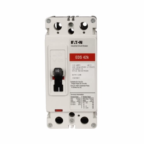 EDS2200 C Series Type EDS Molded Case Circuit Breaker, 240 V AC/125 V DC, 200 A, 42 kA Interrupt, 2 Poles, Thermal Magnetic Trip