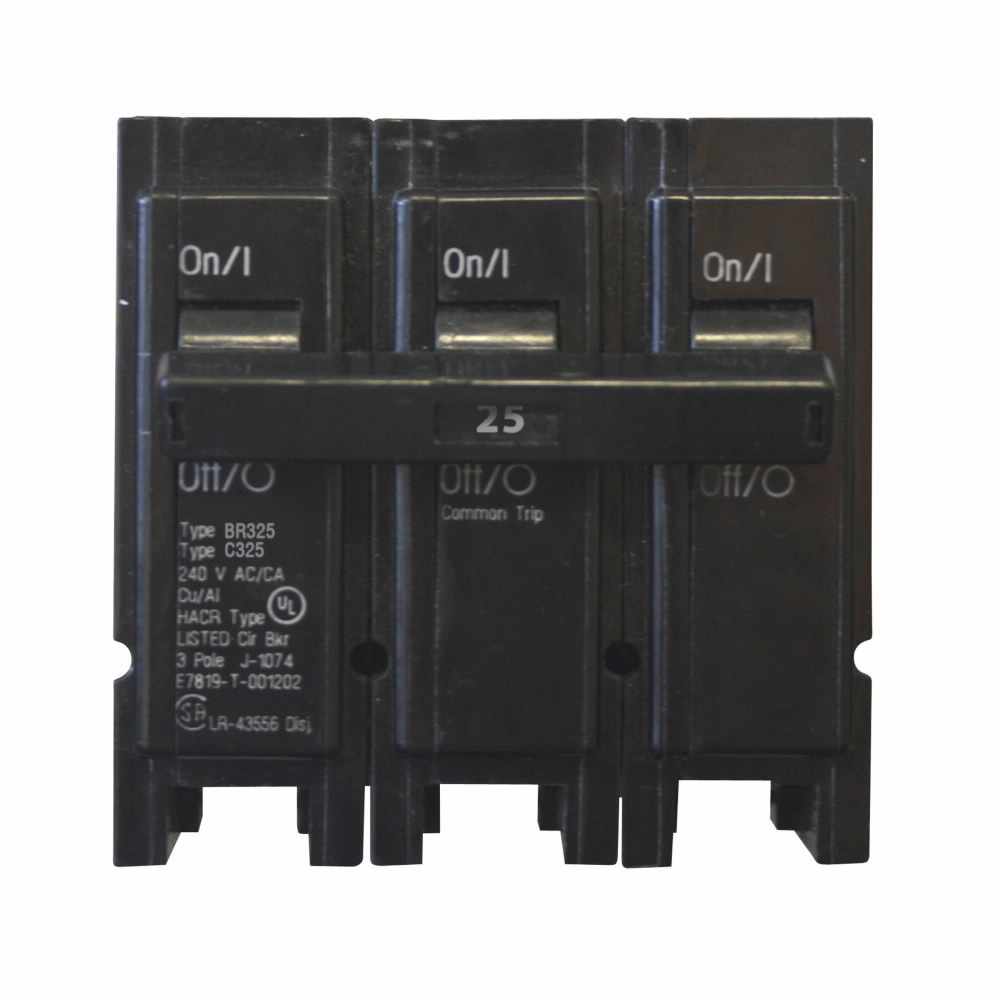 BR325 Type BR Circuit Breaker, 240 V AC, 25 A, 10 kA Interrupt, 3 Poles