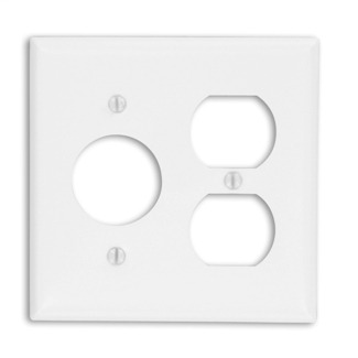 86046 Standard Size Combination Wall Plate, 2 Gangs, 4.56 in W x 4.5 in H, Thermoset, Ivory