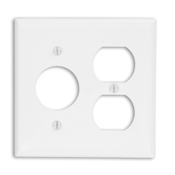 88046 Standard Size Combination Wall Plate, 2 Gangs, 4.56 in W x 4.5 in H, Thermoset, White