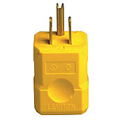 5256-VY Cable Mount Grounding High Visibility Straight Blade Plug, 125 V AC, 15 A, 2 Poles, 3 Wires, Yellow