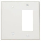 P1426-W Blank Standard Size Combination Wall Plate, 2 Gangs, 4.56 in W x 4.5 in H, Thermoset, White