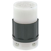 2513 3-Phase Grounding Cable Mount Locking Connector, 120/208 V AC, 20 A, 4 Poles, 5 Wires, Black/White