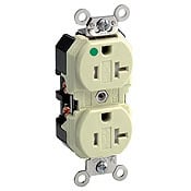 8300-SGW 1-Phase Duplex Extra Heavy Duty Tamper Resistant Straight Blade Receptacle, 125 V AC, 20 A, 2 Poles, 3 Wires, White