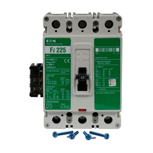 FI3080L C Series Type FI Universal Molded Case Circuit Breaker, 480 V AC, 80 A, 14 kA Interrupt, 3 Poles, Thermal Magnetic Trip