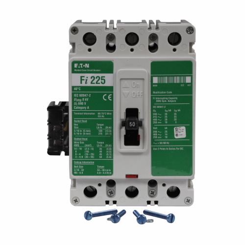 FI3200L C Series Type FI Universal Molded Case Circuit Breaker, 480 VAC, 200 A, 14 kA Interrupt, 3 Poles, Thermal Magnetic Trip