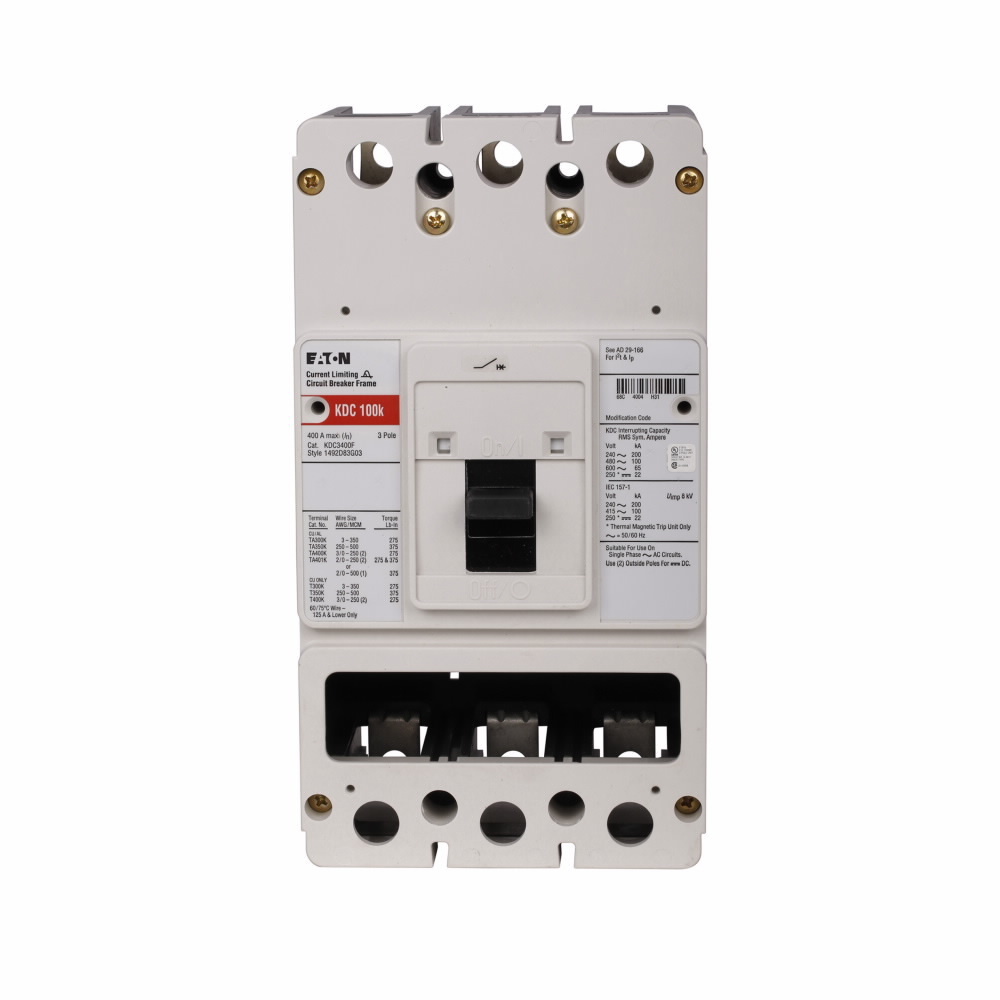 KDC3400F Molded Case Circuit Breaker Frame With Conduit Box Mounting, 600 V AC/250 V DC, 400 A, 3 Poles