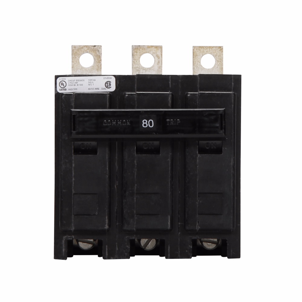 BAB3080H Miniature Circuit Breaker, 80 Amp, 3 Pole, 240V