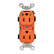 8200-IGR Heavy Duty Isolated Ground Narrow Body Straight Blade Duplex Receptacle, 125 V AC, 15 A, 2 Poles, 3 Wires, Red