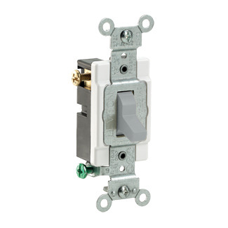 CS315-2GY 3-Way Grounding AC Quiet Toggle Switch, 120/277 V AC, 15 A, 800 W, 1000 VA Power Rating