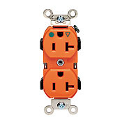 8300-OIG 1-Phase Duplex Heavy Duty Isolated Grounding Straight Blade Receptacle, 125 V AC, 20 A, 2 Poles, 3 Wires, Orange