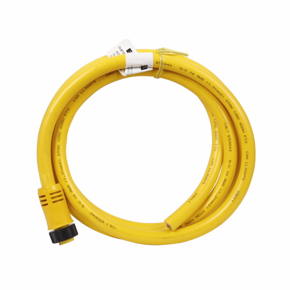 CSMS5D5CY1602 Global Plus 5-Wire Standard Single End Connector Cable, 7/8-16 UN-2B 5-Pin Mini-Style Straight Female Connector, 2 m L Cable, 5 Poles, Single Keyway
