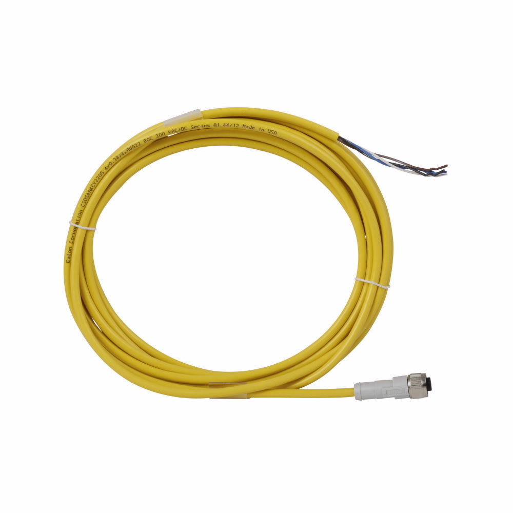 CSDS4A4CY2205 Global Plus 4-Wire Single End Photoelectric Sensor Cable Connector, M12 4-Pin Micro-Style Female Connector, 16.4 ft L Cable, 4 Poles