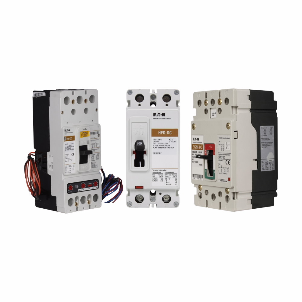 HFDDC2040L Type HFDDC Molded Case Circuit Breaker, 600 V AC/250 V DC, 40 A, 42 kA Interrupt, 2 Poles, Thermal Magnetic Trip