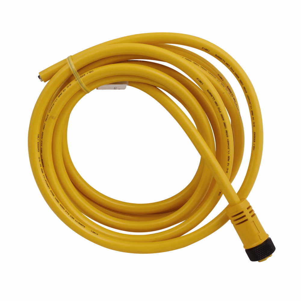 CSMS3F3CY1604 Global Plus 3-Wire Standard Single End Connector Cable, 7/8-16 UN-2B 3-Pin Mini-Style Straight Female Connector, 4 m L Cable, 3 Poles, Single Keyway