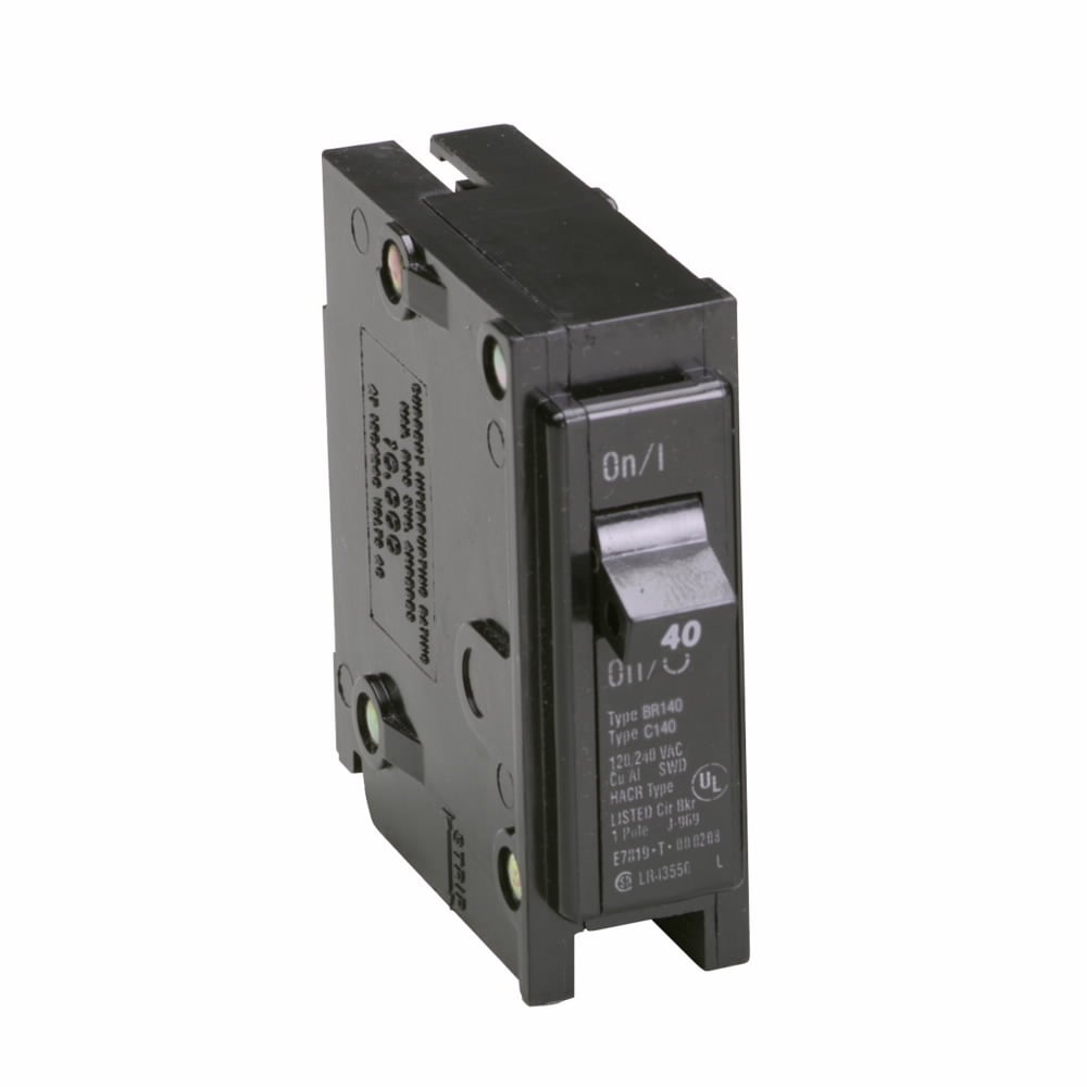 BR140 Type BR Circuit Breaker, 120/240 V AC, 40 A, 10 kA Interrupt, 1 Poles, Thermal Magnetic Trip