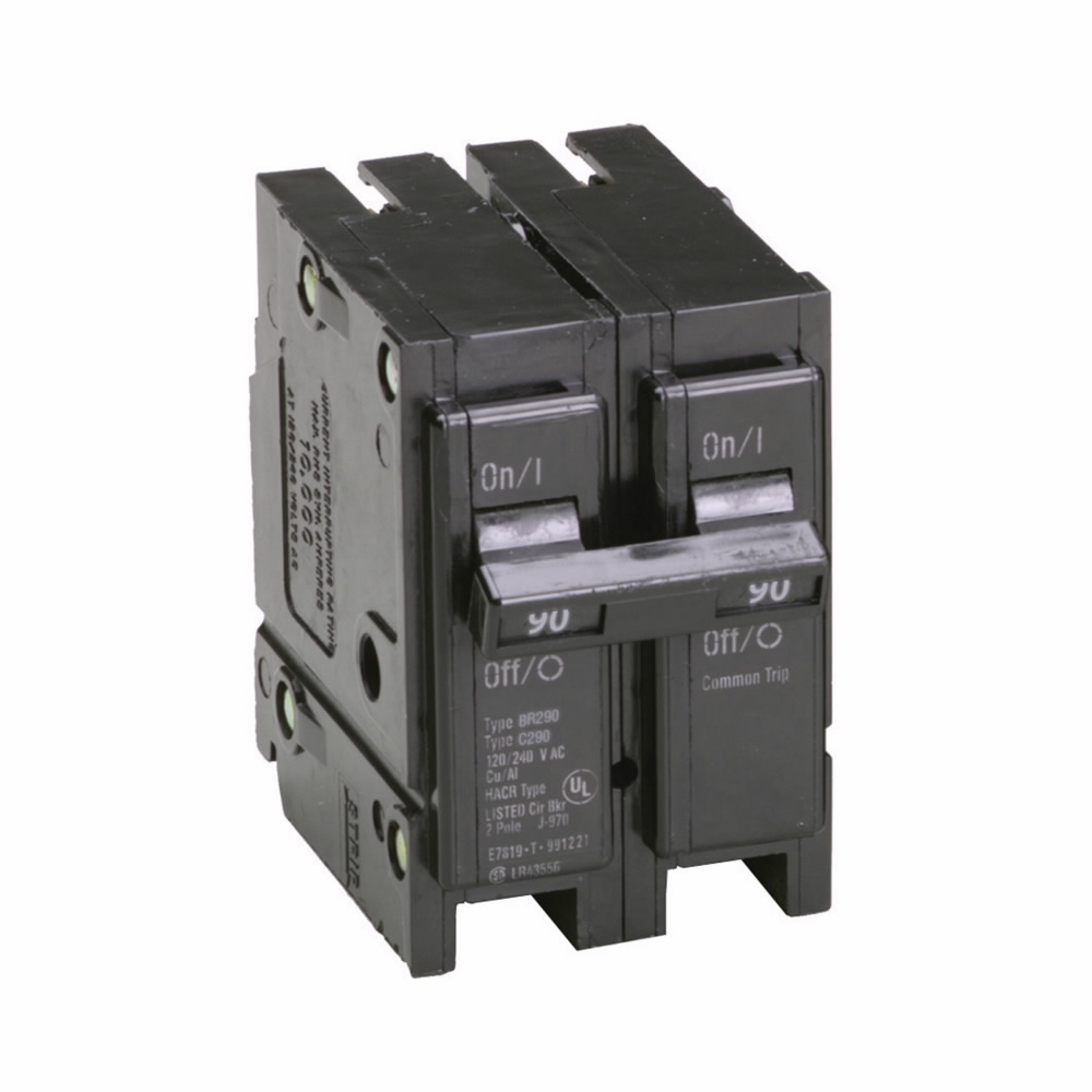 BR290 Type BR Circuit Breaker, 120/240 V AC, 90 A, 10 kA Interrupt, 2 Poles, Thermal Magnetic Trip