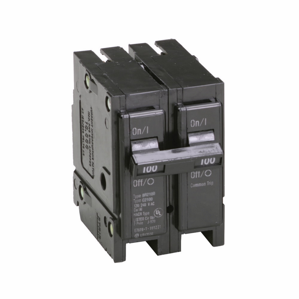 BR2100 Type BR Circuit Breaker, 120/240 V AC, 100 A, 10 kA Interrupt, 2 Poles