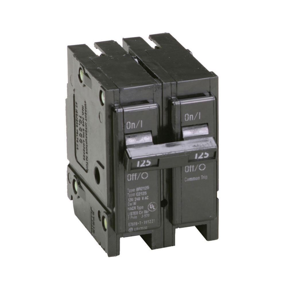 BR2125 Type BR Circuit Breaker, 120/240 V AC, 125 A, 10 kA Interrupt, 2 Poles, Thermal Magnetic Trip