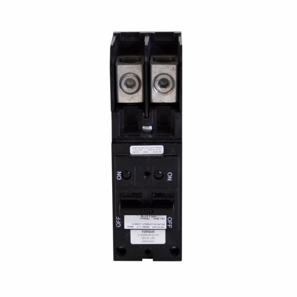 BJ2150 Type BJ Sub Feed Molded Case Circuit Breaker, 120/240 V AC, 150 A, 10 kA Interrupt, 2 Poles, Thermal Magnetic Trip
