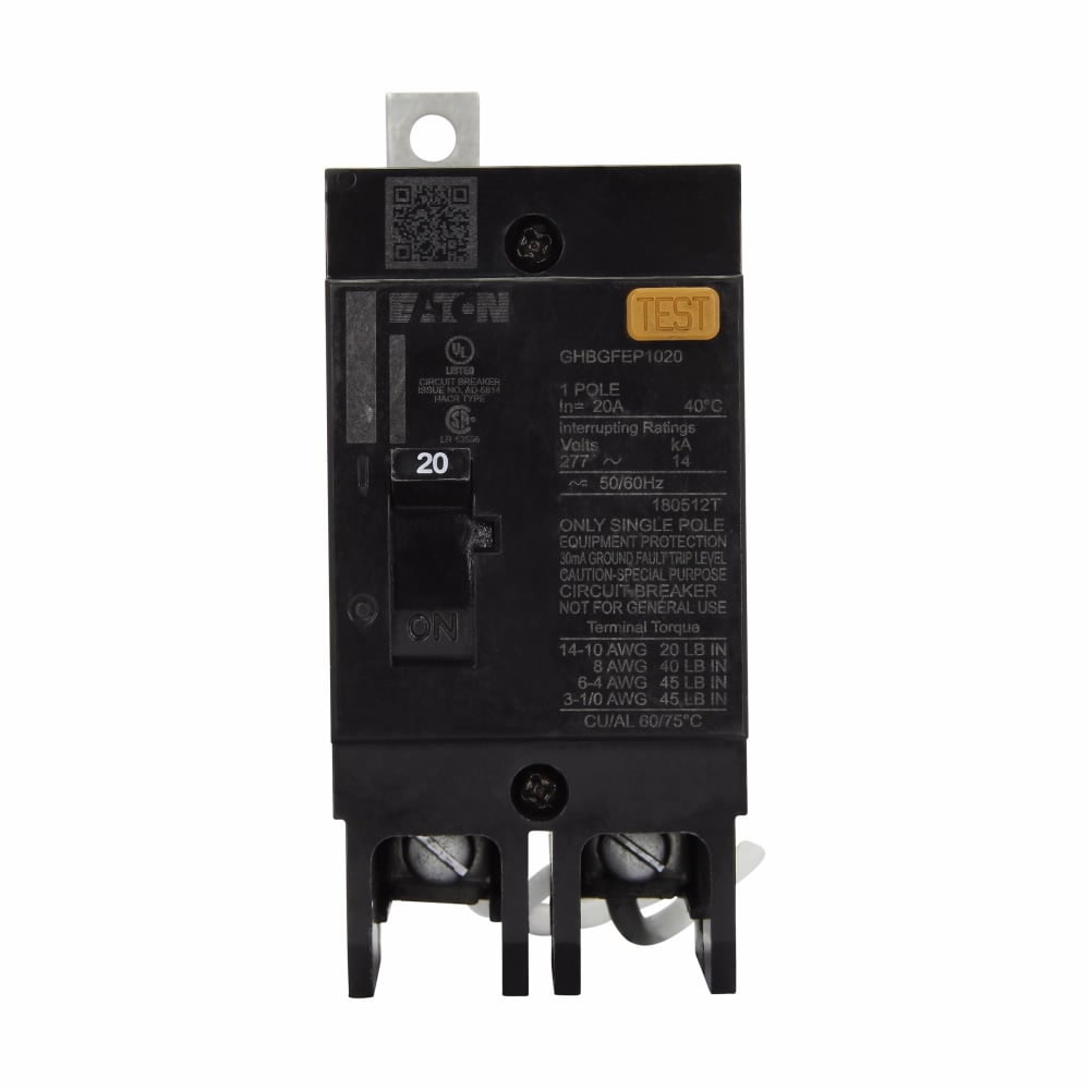 GHBGFEP1050 C Series Type GHB Ground Fault Protection Molded Case Circuit Breaker, 277/480Y V AC/125/250 V DC, 50 A, 14 kAIC at 277 VAC Interrupt, 1 Poles, Thermal Magnetic Trip