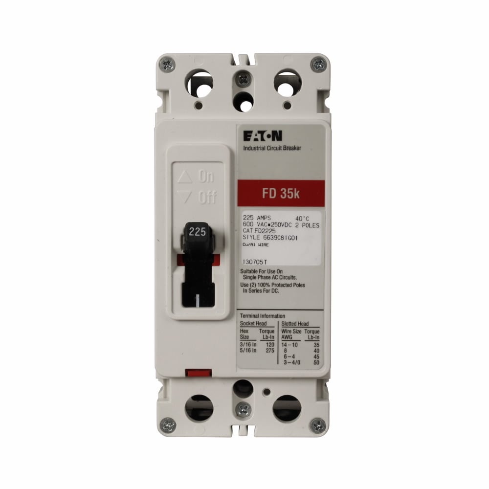 FD2015 C Series Type FD Molded Case Circuit Breaker, 600 V AC/250 V DC, 15 A, 35 kAIC at 480 VAC/65 kAIC at 240 VAC Interrupt, 2 Poles, Thermal Magnetic Trip