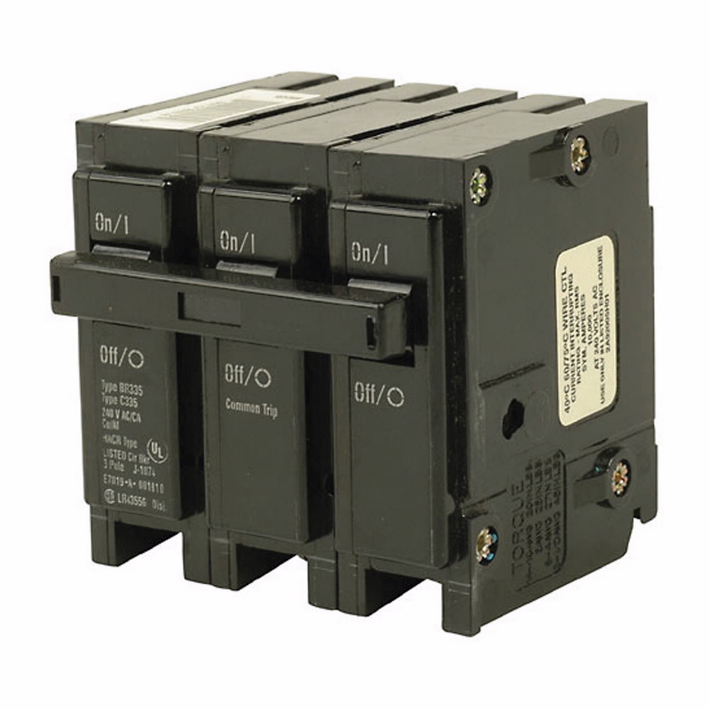 BR3100 Type BR Circuit Breaker, 120/240 V AC, 100 A, 10 kA Interrupt, 3 Poles, Thermal Magnetic Trip