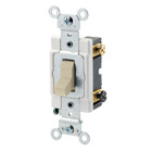 20 Amp, 120/277 Volt, Toggle 4-Way AC Quiet Switch, Commercial Spec Grade, Grounding, Back & Side Wired, - Ivory