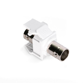 41084-BWF QuickPort Bulkhead Fire Retardant BNC Feed Through Adapter, Jack End A, Jack End B, White