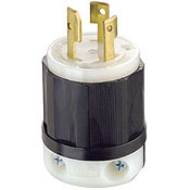 3331-C Cable Mount Non-Grounding Locking Plug, 125/250 V AC, 30 A, 3 Poles, 3 Wires, Black/White