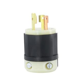 3331-GC Cable Mount Grounding Locking Plug, 125/250 V AC, 30 A, 2 Poles, 3 Wires, Black/White