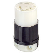3333 1-Phase Non-Grounding Cable Mount Locking Connector, 125/250 V AC, 30 A, 3 Poles, 3 Wires, Black/White