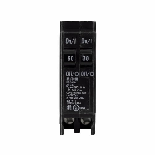 BD5030 Type BD CTL Duplex Circuit Breaker, 120 V AC, 30 to 50 A, 10 kA Interrupt, 1 Poles