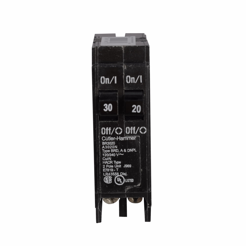 BR3030 Type BR Duplex Circuit Breaker, 120/240 V AC, 30 A, 10 kA Interrupt, 2 Poles, Thermal Magnetic Trip