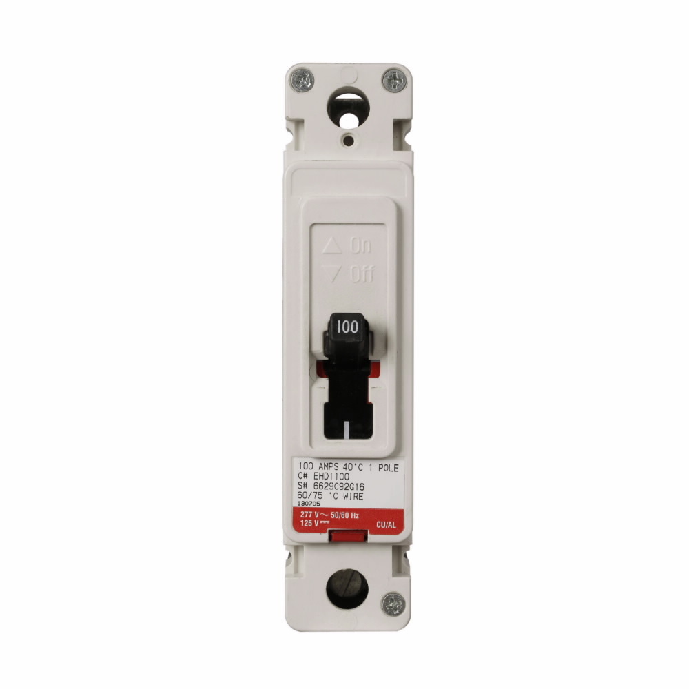 EHD1040 C Series Type EHD Molded Case Circuit Breaker, 277 V AC/125 V DC, 40 A, 14/18 kA Interrupt, 1 Pole, Thermal Magnetic Trip