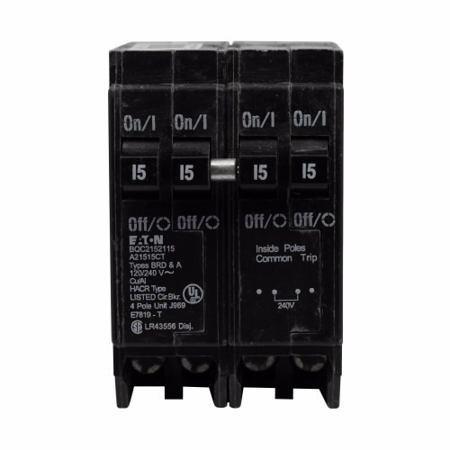 BQC225225 Type BQC CTL Quadplex Circuit Breaker, 120/240 V AC, 25 A, 10 kA Interrupt, 2 Poles, Thermal Magnetic Trip